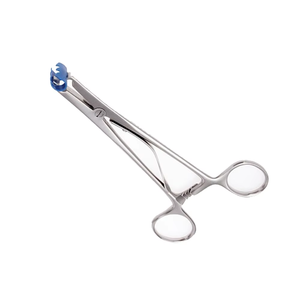 Pince médicale en acier inoxydable à embout en silicone atraumatique, avec poignée annulaire manuelle, pour pansements et tampons - Product Image 5