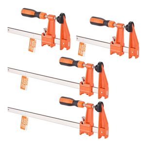 Set di 2 Morsetti a F Bloccabili, Capacità di Carico 600 Libbre, Profondità 2-1/2 Pollici, in Ghisa per Falegnameria, Morsetti a Barra da 6 e 12 Pollici - Product Image 1