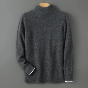 Pull-over ample pour homme à col semi-montant en 100% pure laine, à manches longues, tricoté, idéal pour l'hiver – Meilleure vente - Product Image 4