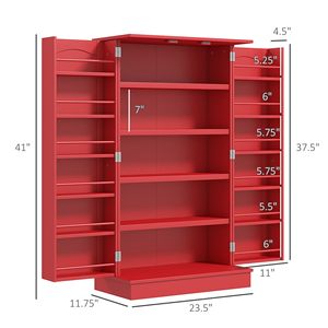 Credenza da Cucina in Rovere Massiccio da 104 cm, Mobile Autoportante con 5 Ripiani e Doppie Ante per Sala da Pranzo e Stoccaggio Domestico - Product Image 3