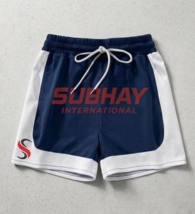 Shorts en maille bleu et blanc unisexe Subhay International, séchage rapide, logo imprimé sur le devant, vêtements de sport pour adultes - Product Image 1