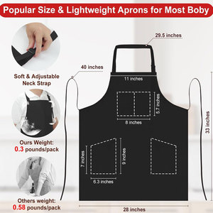 Tabliers de cuisine imperméables et résistants à l'huile avec 4 poches pour hommes et femmes, tablier de cuisinier réglable, doux et anti-déchirure pour la pâtisserie - Product Image 4