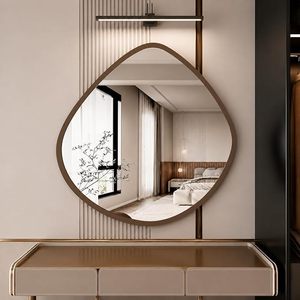 Miroir hexagonal irrégulier autoportant en métal, miroir de vanité décoratif moderne, personnalisé et incassable pour chambre à coucher et coiffeuse - Product Image 1