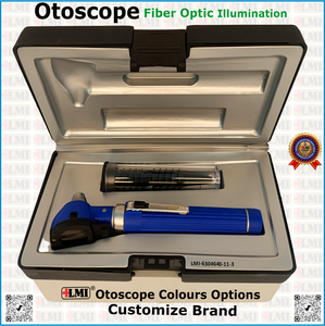 Ensemble d'instruments d'otoscopie à fibre optique haute performance bleu, certifié CE, garantie de 3 ans pour clinique - Product Image 1