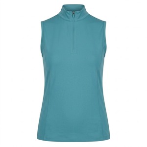 CUSTOM <b>Women's</b> Sleeveless Floral Zip Up Vest <b>Navy</b> Half Zip <b>Tank</b> <b>Top</b> Breathable Lightweight Quick Dry Horse Riding Wear - Product Image 4