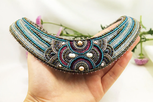 Cuentas de semillas de estilo romántico bordadas, joyería de boda religiosa colorida, collar de cuentas de moda, colgante de diamante con patrón de paz - Product Image 3