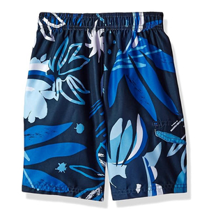 Shorts de bain longs pour hommes, imprimé floral, 100 % polyester, avec poches latérales et cordon de serrage, longueur au-dessus du genou, pour le surf et la plage, vente en gros - Product Image 4