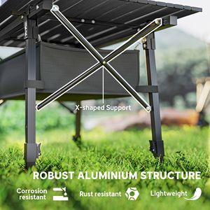 <b>Small</b> 3ft Aluminum <b>Folding</b> <b>Table</b> for Outdoor Portable Camping Picnic BBQ with Storage Carry Bag Black - Product Image 5