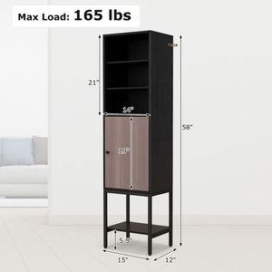 57-Inch 1-Door and 4-Shelves Bathroom Tall Cabinet Narrow <b>Storage</b> <b>Unit</b> for <b>Kitchen</b> Organization - Product Image 5