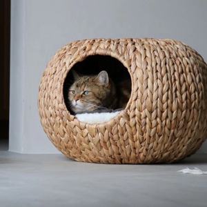 Panier tissé de grande taille de lit de grattage de chat rond de produit chaud avec le matériel de rotin pour des animaux familiers - Product Image 4