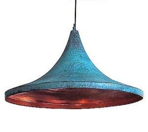 Industrial Copper Pendant Light Round <b>Ceiling</b> Mount Handmade Verdigris Finish Indoor Living Room <b>Decor</b> - Product Image 2