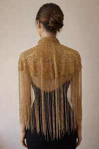 Blusa Vintage de los Años 20 al por Mayor, Estilo Flapper, con Hombros Descubiertos, Adornada con Cuentas y Lentejuelas, Flecos Largos, 100% Poliéster, Ecológica y Transpirable - Product Image 4