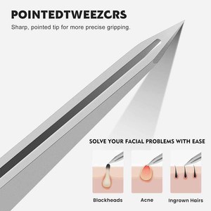 Pinzas de acero inoxidable puntiagudas para mujer, pinzas de precisión para vello facial, cejas, barba y vello encarnado. - Product Image 2