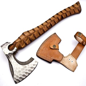 Hacha Vikinga Hecha a Mano 2026, Cabeza de Hacha de Acero al Carbono de Grado Industrial, Funda de Cuero Personalizada, Mango de Madera, para Camping - Product Image 2