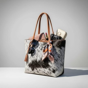Sac fourre-tout de luxe en cuir de vachette véritable avec broderie et fermeture éclair, portable, pour l'été et l'automne, sac à main multifonction pour femme - Product Image 3