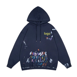 เสื้อฮู้ดดี้โอเวอร์ไซส์แบบสั่งทำพิเศษ พร้อมลายเพ้นท์มือและโลโก้พิมพ์ด้านหน้า แขนเสื้อแบบปกติ ผ้าฝ้ายเฟรนช์เทอร์รี่ เหมาะสำหรับใส่ในฤดูใบไม้ร่วง - Product Image 5