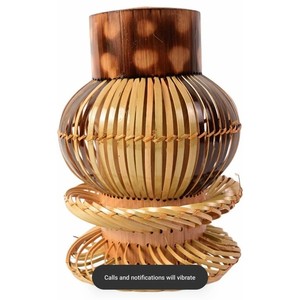 Pot de fleurs en bambou artisanal Aqdus Saleem, motif géométrique contemporain, écologique, usage décoratif - Vente en gros Moradabad Inde - Product Image 3