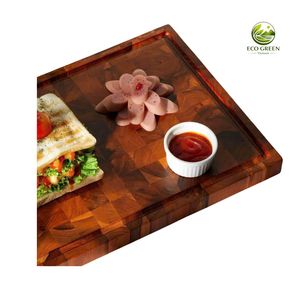 Planche à découper en bois de teck massif, écologique, 3 cm d'épaisseur, à grain de bois traversant, de qualité supérieure, lavable au lave-vaisselle, taille personnalisée, gravée, directement de l'usine - Product Image 5