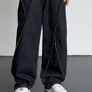 Pantalon en jean vintage délavé pour homme, style crayon, effet moustaches, tendance - Product Image 5