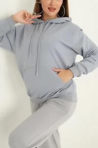 Unique Design Plus Size Autumn Hooded Pullover Oversize Plain Dyed Different Color Long-Sleeved Women's <b>Hoodie</b> - Product Image 2