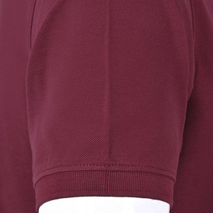 เสื้อเชิ้ตแขนสั้นสีพื้นสำหรับผู้ชาย สีแดงเบอร์กันดี ผ้าปิเก้ ติดกระดุม สไตล์ลำลอง ทรงปกติ คอเสื้อตัดสี ผ้าฝ้าย 100% ระบายอากาศได้ดี - Product Image 5