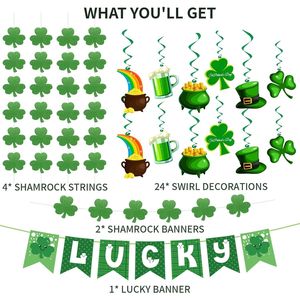 Set di 31 Decorazioni Preassemblate per San Patrizio: Ghirlande a Trifoglio, Striscioni Portafortuna, Decorazioni Irlandesi per Casa e Feste - Product Image 4