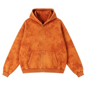 Men's Oversized Hooded Zip-Up Fleece Sweatshirt Solid Color Pocket Design Casual Autumn Wear Anti-Pilling Washed Knitted - Product Image 2