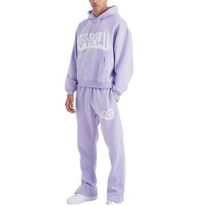 Ensemble de survêtement en polaire imprimé pour homme, coupe-vent, avec sweat à capuche et pantalon de jogging, deux pièces, design surdimensionné - Product Image 1
