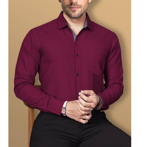 Chemise longue pour homme, style européen et américain, grande taille, manches longues, unie, décontractée, fabricant OEM en gros - Product Image 4