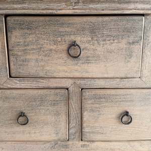 Antique <b>Console</b> <b>Table</b> With Drawers Rustic Bleached Solid Wood Entryway Multi Drawer Sideboard Farmhouse Hallway Sofa <b>Desk</b> - Product Image 6