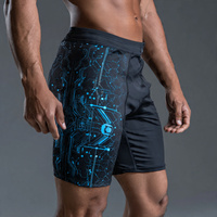 Shorts de yoga à compression par sublimation OEM pour hommes, shorts de sport à taille élastique, shorts de compression 100% polyester pour hommes