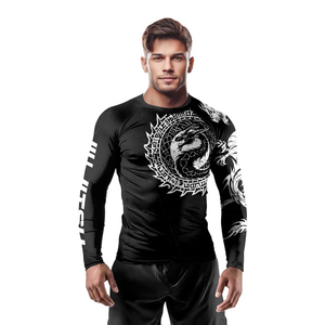 เสื้อรัดรูปแขนยาวแบบยูนิเซ็กซ์ สีดำขาว ลายมังกร แห้งเร็ว ระบายอากาศได้ดี ผลิตจากผ้าสแปนเด็กซ์ โพลีเอสเตอร์ 220 กรัม พิมพ์ลายแบบซับลิเมชั่น - Product Image 3