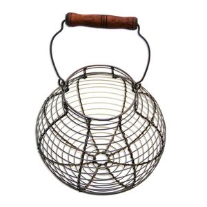 Vintage Modern Eco-Friendly Metal Wire <b>Egg</b> <b>Baskets</b> with Wooden Handle and Space Saving Flexible Design for Food Storage - Product Image 5
