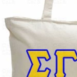 กระเป๋าโท้ทซิปสีขาวลายตัวอักษร Sigma Gamma Rho สำหรับชมรมนักศึกษากรีก กระเป๋าสะพายไหล่สำหรับผู้หญิง ความจุขนาดใหญ่ เหมาะสำหรับใช้ในมหาวิทยาลัยและช้อปปิ้ง - Product Image 5