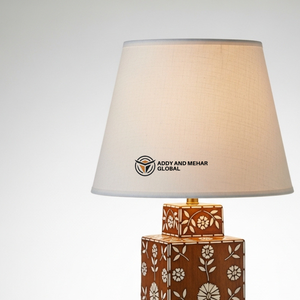 Handcrafted Bone Inlay <b>Table</b> Lantern with Floral Pattern Luxury <b>Bedside</b> Light Traditional Indian Art Decorative Desk Lamp - Product Image 3