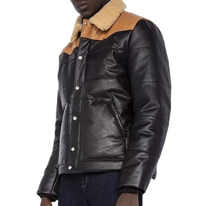 Veste en cuir de mouton en gros, lourde, coutures durables, chaleur hivernale, doublure respirante, veste élégante de protection extérieure - Product Image 5