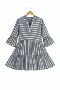 Robe Kaftan Midi en Coton Teint en Fil, Col en V, Fabricant - Product Image 2