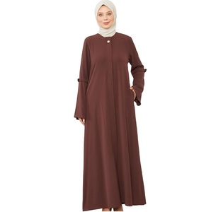 Wholesale Modest Dubai <b>Eid</b> Abaya <b>Dress</b> Solid Color Luxury Kaftan Flare Women Muslim Square Neck <b>Long</b> Sleeve Loose Fit Abayas - Product Image 6