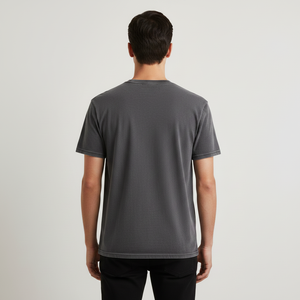 Wholesale 230 Grams 100% Cotton Men's T-shirt Custom Logo Front Streetwear Regular Sleeve Washed Solid Casual Blank for Men - Product Image 5