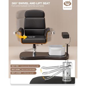 Stazione per Pedicure Ergonomica in Vetro Portatile con Rotazione a 360° e Sollevamento Reclinabile per Formazione Unghie e Trattamenti Spa Piedi - Product Image 2