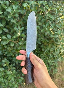 Cuchillo de Chef de Acero de Damasco de 8 Pulgadas con Hoja Recta, Mango de Madera con Incrustaciones de Resina, Grado Industrial, 2 Hojas, para Uso en Cocina - Product Image 2