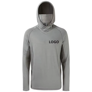 Sweat à capuche unisexe de couleur unie à manches longues UPF 50 anti-UV pour la pêche, en polyester/coton, à séchage rapide, avec logo sur les manches gauche/droite - Product Image 3