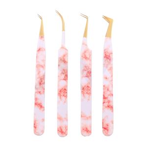 แหนบต่อขนตาแบบมืออาชีพ พรีเมียม ผลิตจากเหล็กญี่ปุ่น ด้ามจับเพชร สำหรับต่อขนตา อุปกรณ์เสริมความงาม ปลายไฟเบอร์ ชุด 4 ชิ้น - Product Image 1