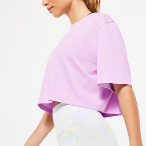 Top Corto Deportivo para Mujer, Cuello Redondo, 100% Algodón, Transpirable, Casual, para Todas las Temporadas, Ajuste Holgado, Manga Corta, Ideal para Running y Fitness - Product Image 5