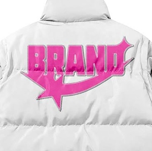 Top <b>White</b> Unisex <b>Puffer</b> <b>Jacket</b> With Pink Brand Logo Stand Collar Windproof Streetwear Winter Outerwear <b>Puffer</b> <b>Jacket</b> - Product Image 5