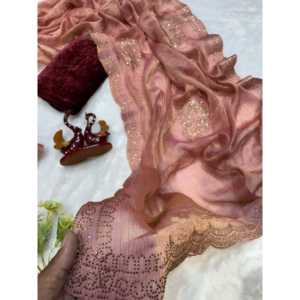 Designer Beautiful Diamond Work Saree pour Party Wear dans une robe de carrière élégante - Product Image 3