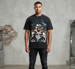 Camiseta de algodón estampada con gráfico personalizado, estilo vintage, manga corta, lavado ácido, para un uso cómodo unisex. - Product Image 5