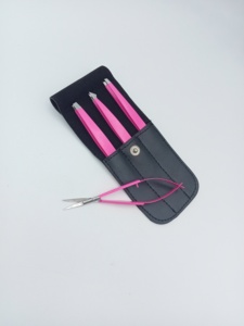 Pince à cils à pointe lisse en acier inoxydable rose pour extensions de cils, outil professionnel d'extension de cils 1023 - Product Image 2