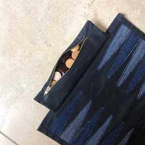 AQDAS INDUSTRIES Foldable <b>Backgammon</b> Set Navy Blue Leather Roll-Up Game <b>Board</b> with Wooden Checkers Dice Unisex Outdoor Party Use - Product Image 6
