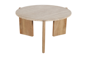 Table basse de luxe en travertin Verona, table basse en travertin et bois de manguier, table centrale Essence Travertine - Product Image 3